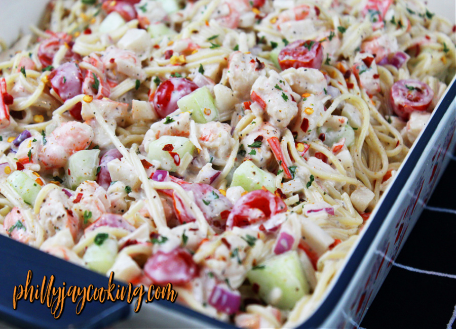 Creamy Spaghetti Seafood Salad – Philly Jay Cooking