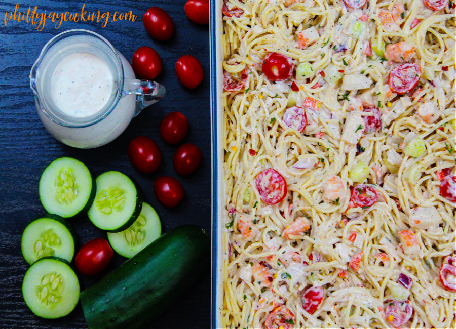 Creamy Spaghetti Seafood Salad