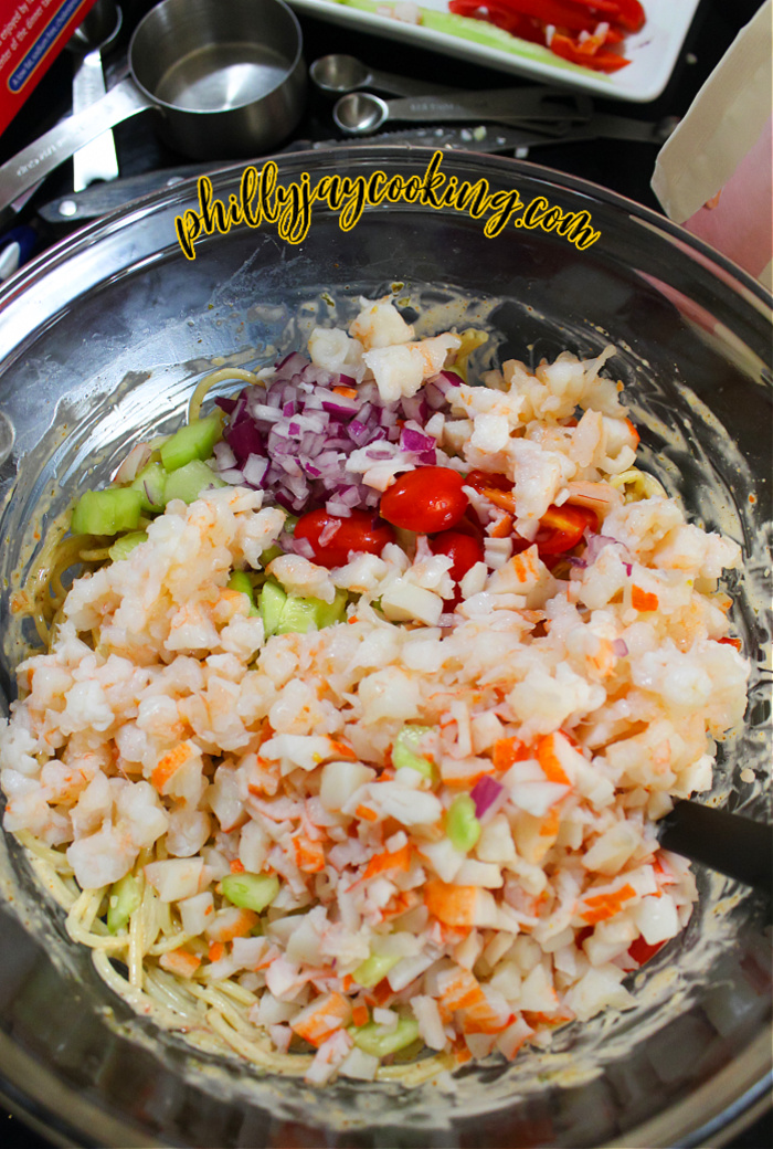 Creamy Spaghetti Seafood Salad