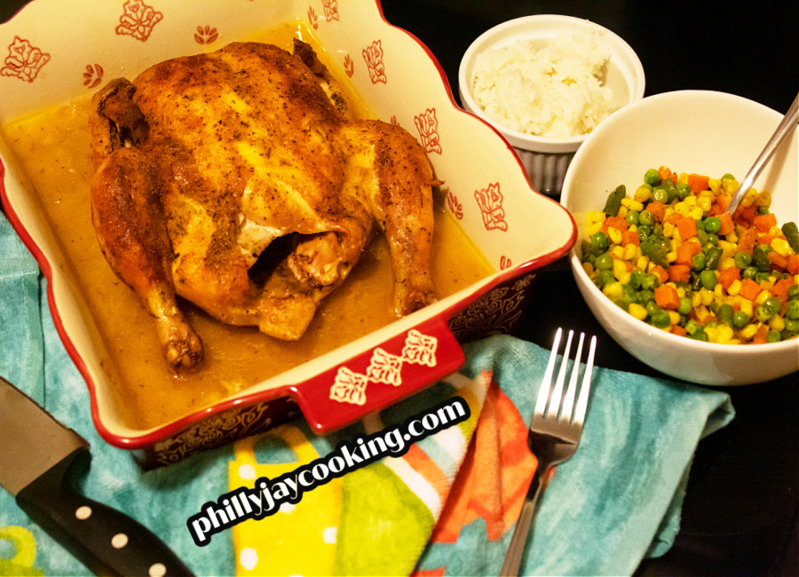 Oven roasted whole chicken