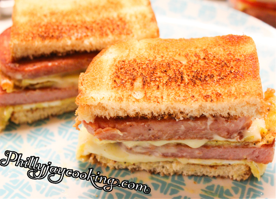 Spam Egg and Cheese Sandwich