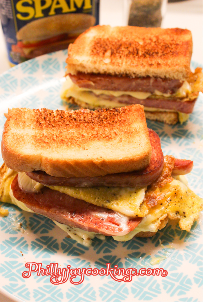Spam Egg and Cheese Breakfast Sandwich