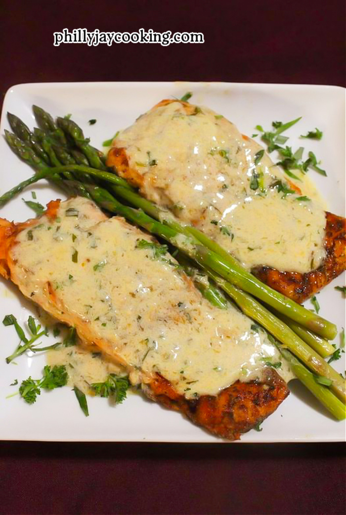 Salmon With Creamy Garlic Herb Sauce