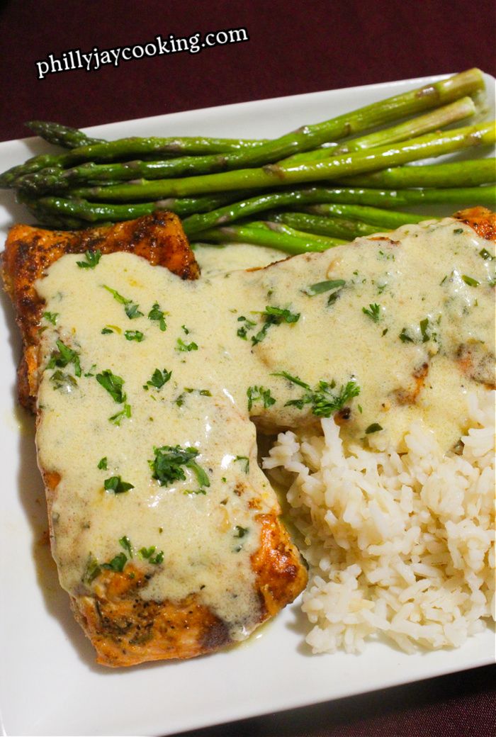  Salmon And Creamy Garlic Herb Sauce