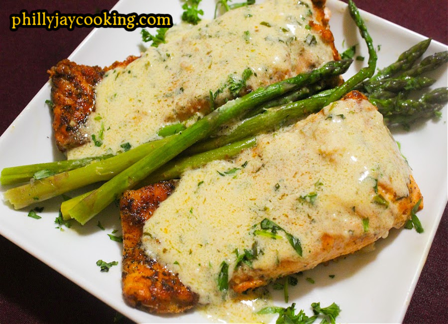 Salmon With Creamy Garlic Herb Sauce