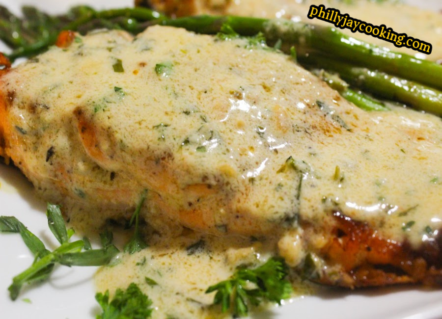  Salmon And Creamy Garlic Herb Sauce