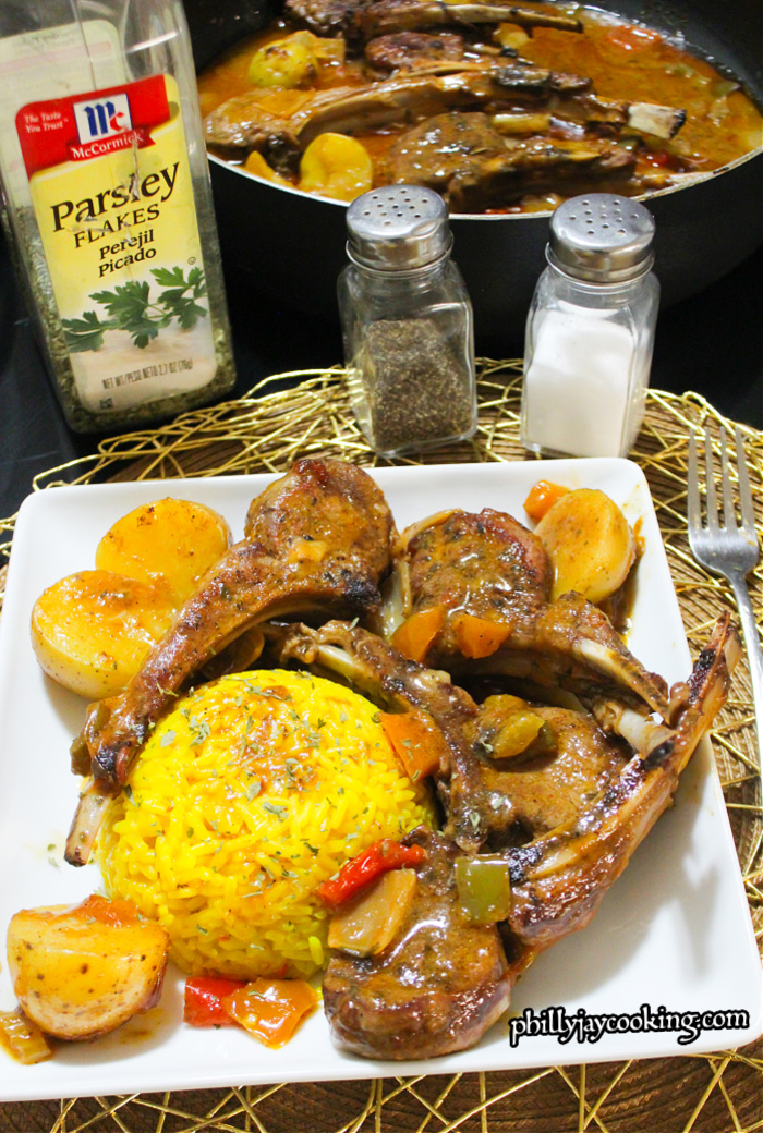 Pan Seared Smothered Lamb chops