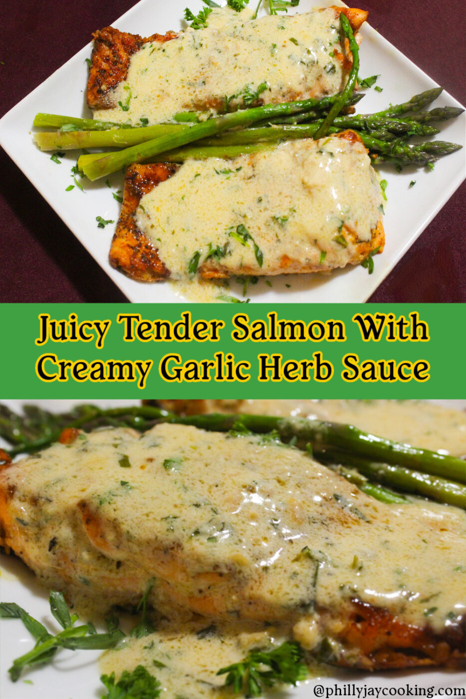  Salmon And Creamy Garlic Herb Sauce